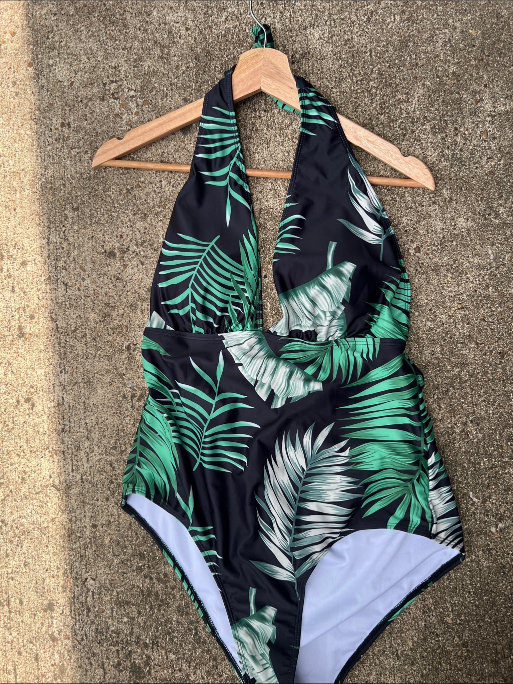 Women’s Black & Green Tropical One-Piece Swimsuit
